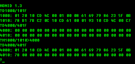 Пример употребления команды `M`