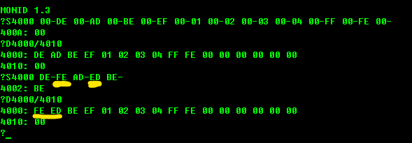 Пример употребления команды `S`